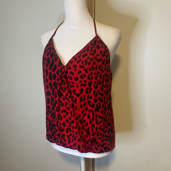 Parker red & black leopard print silk top size S - Picture 3 of 12